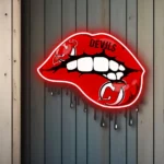 New Jersey Devils Neon Sign Dripping Lips 1