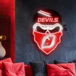 New Jersey Devils Neon Sign Skull 1