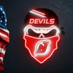 New Jersey Devils Neon Sign Skull 1