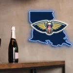 New Orleans Pelicans Neon Sign Louisiana State Map 1