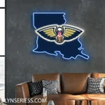 New Orleans Pelicans Neon Sign Louisiana State Map 1