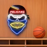 New Orleans Pelicans Neon Sign Skull 1