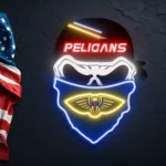 New Orleans Pelicans Neon Sign Skull 1