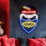 New Orleans Pelicans Neon Sign Skull 1