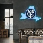New York City Fc Neon Sign New York State Map 1