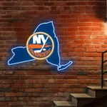 New York Islanders Neon Sign New York State Map 1