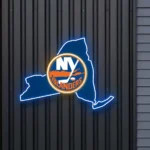 New York Islanders Neon Sign New York State Map 1