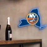 New York Islanders Neon Sign New York State Map 1