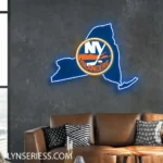 New York Islanders Neon Sign New York State Map 1