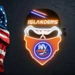 New York Islanders Neon Sign Skull 1