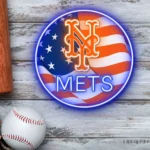 New York Mets Neon Sign Us Flag Acrylic 1