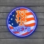 New York Mets Neon Sign Us Flag Acrylic 1