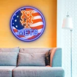New York Mets Neon Sign Us Flag Acrylic 1