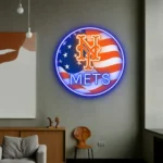 New York Mets Neon Sign Us Flag Acrylic 1