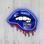 New York Rangers Neon Sign Dripping Lips 1