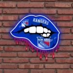 New York Rangers Neon Sign Dripping Lips 1