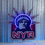 New York Rangers Neon Sign Statue Head Crest 1