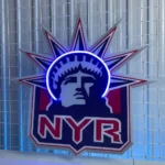 New York Rangers Neon Sign Statue Head Crest 1