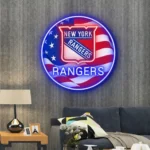 New York Rangers Neon Sign Us Flag Acrylic 1