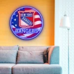 New York Rangers Neon Sign Us Flag Acrylic 1