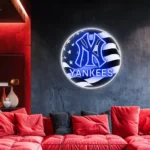 New York Yankees Neon Sign Us Flag Acrylic 1
