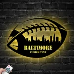 Nfl Metal Sign Personalized Baltimore Skyline Us Football Player Name 1