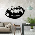 Nfl Metal Sign Personalized Baltimore Skyline Us Football Player Name 1