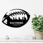 Nfl Metal Sign Personalized Baltimore Skyline Us Football Player Name 1