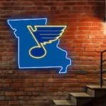 Nhl Neon Sign St Louis Blues Missouri State Map 1
