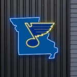Nhl Neon Sign St Louis Blues Missouri State Map 1
