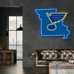 Nhl Neon Sign St Louis Blues Missouri State Map 1