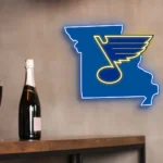 Nhl Neon Sign St Louis Blues Missouri State Map 1