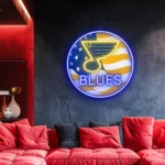 Nhl Neon Sign St Louis Blues Us Flag Acrylic 1