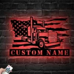 Occupations Trades Metal Sign Custom American Semi Truck Driver 1