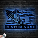 Occupations Trades Metal Sign Custom American Semi Truck Driver 1