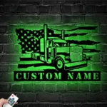 Occupations Trades Metal Sign Custom American Semi Truck Driver 1