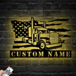 Occupations Trades Metal Sign Custom American Semi Truck Driver 1