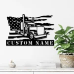 Occupations Trades Metal Sign Custom American Semi Truck Driver 1