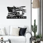Occupations Trades Metal Sign Custom American Semi Truck Driver 1