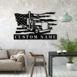 Occupations Trades Metal Sign Custom American Semi Truck Driver 1