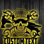 Occupations Trades Metal Sign Custom Mechanic Skull 1