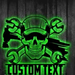 Occupations Trades Metal Sign Custom Mechanic Skull 1