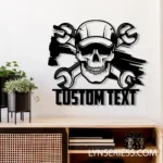 Occupations Trades Metal Sign Custom Mechanic Skull 1