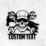 Occupations Trades Metal Sign Custom Mechanic Skull 1