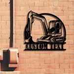 Occupations Trades Metal Sign Custom Miniature Excavator 1