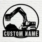 Occupations Trades Metal Sign Detailed Excavator 1