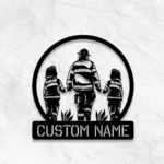 Occupations Trades Metal Sign Father And Son Fire Hero 1