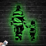 Occupations Trades Metal Sign Father Son Firefighter 1