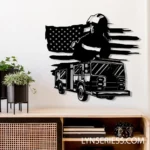 Occupations Trades Metal Sign Firefighter American Flag 1