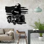 Occupations Trades Metal Sign Firefighter American Flag 1